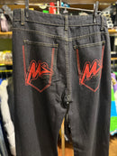 Calça Jeans Minus Two Preto Logo Vermelho - Pronta Entrega