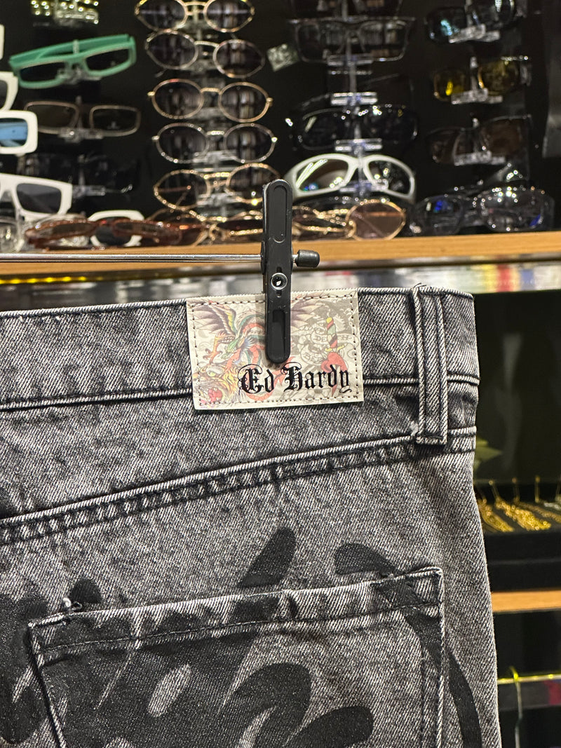 Calça Ed Hardy Jeans Destonado Bordado Caveira Águia Logo Traseiro - Pronta Entrega