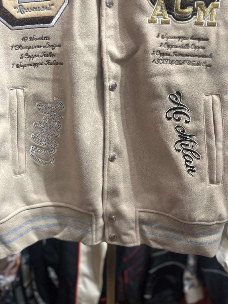 Jaqueta Varsity Off-White X A.C Milan Gold/White - Pronta Entrega