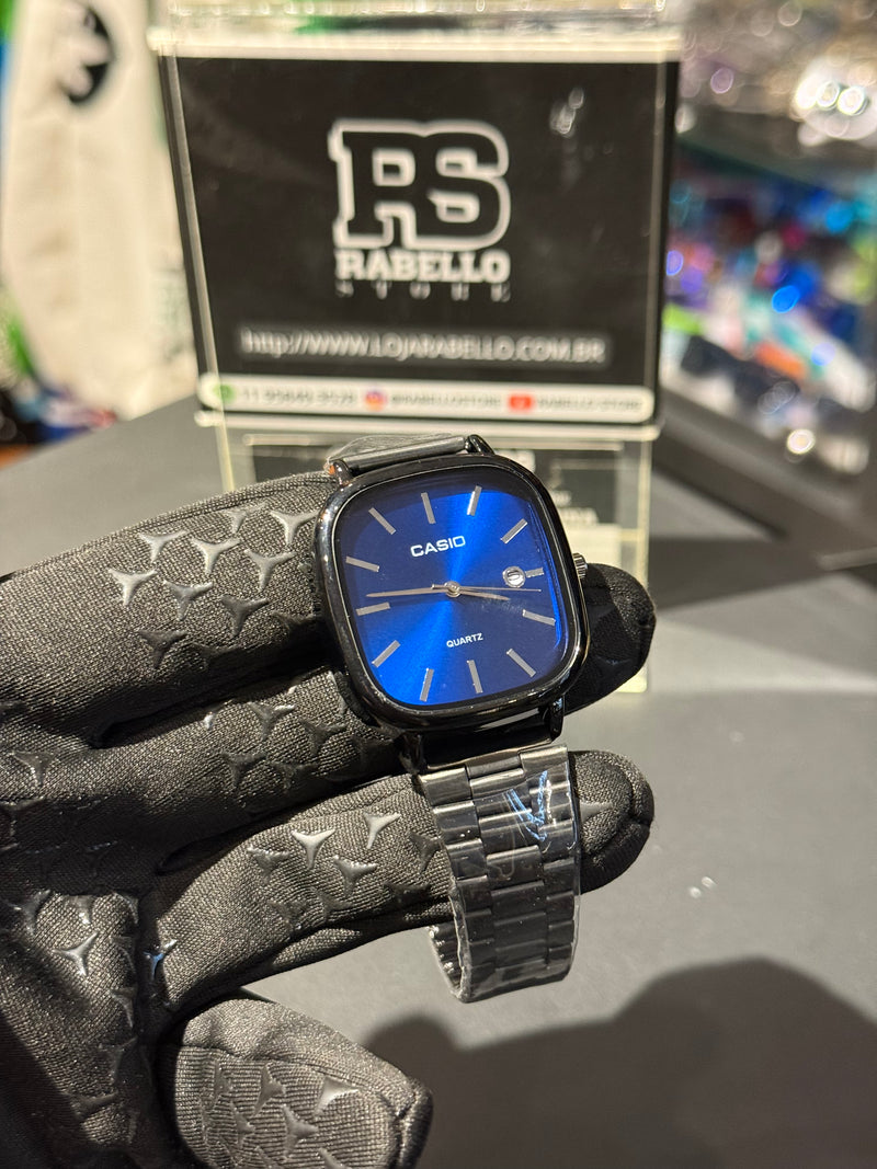 Relógio Casio Vintage A138 Preto Fundo Azul - Pronta Entrega
