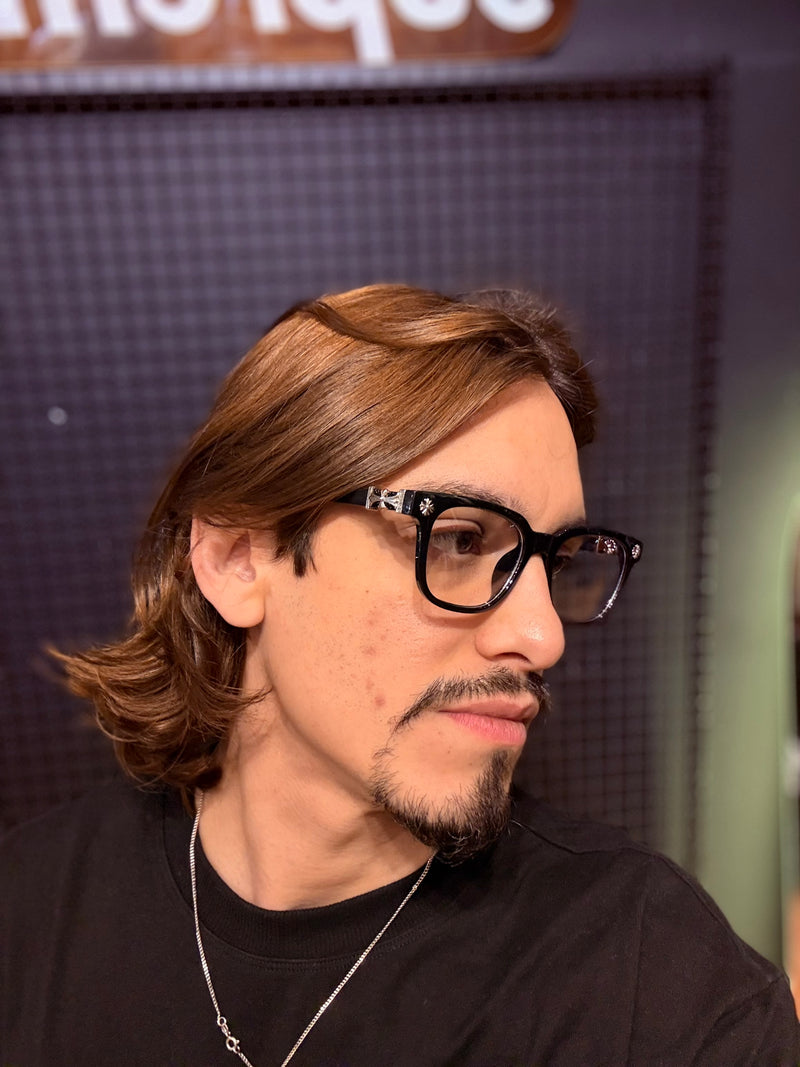 Óculos Chrome Hearts Armação Preto Prata - Pronta Entrega