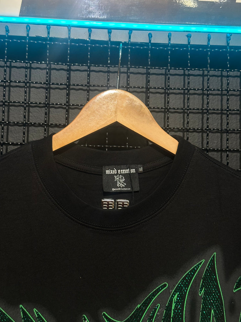 Camiseta Mixed Emotions Goblin Rhinestone Black/Green - Pronta Entrega