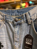 Calça Chrome Hearts Jeans Clara Com Cruz Preto Bordado - Pronta Entrega