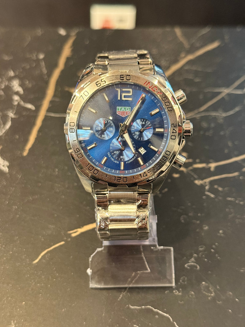 Relógio TAG Heuer Formula 1 x Indy 500 Silver Fundo Blue - Pronta Entrega