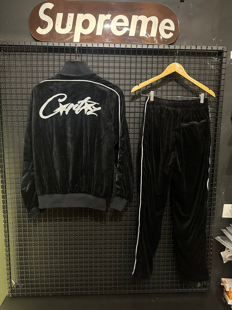 Conjunto Corteiz VVS Velour Jacket Black - Pronta Entrega