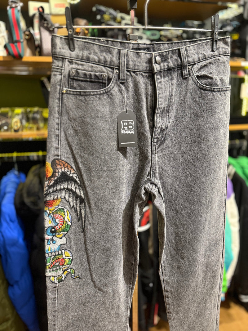 Calça Ed Hardy Jeans Destonado Bordado Caveira Águia  - Pronta Entrega