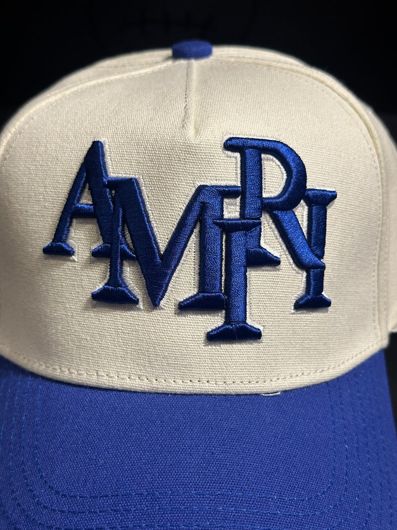 Boné Aba Curva Beisebol Amiri Blue White - Pronta Entrega
