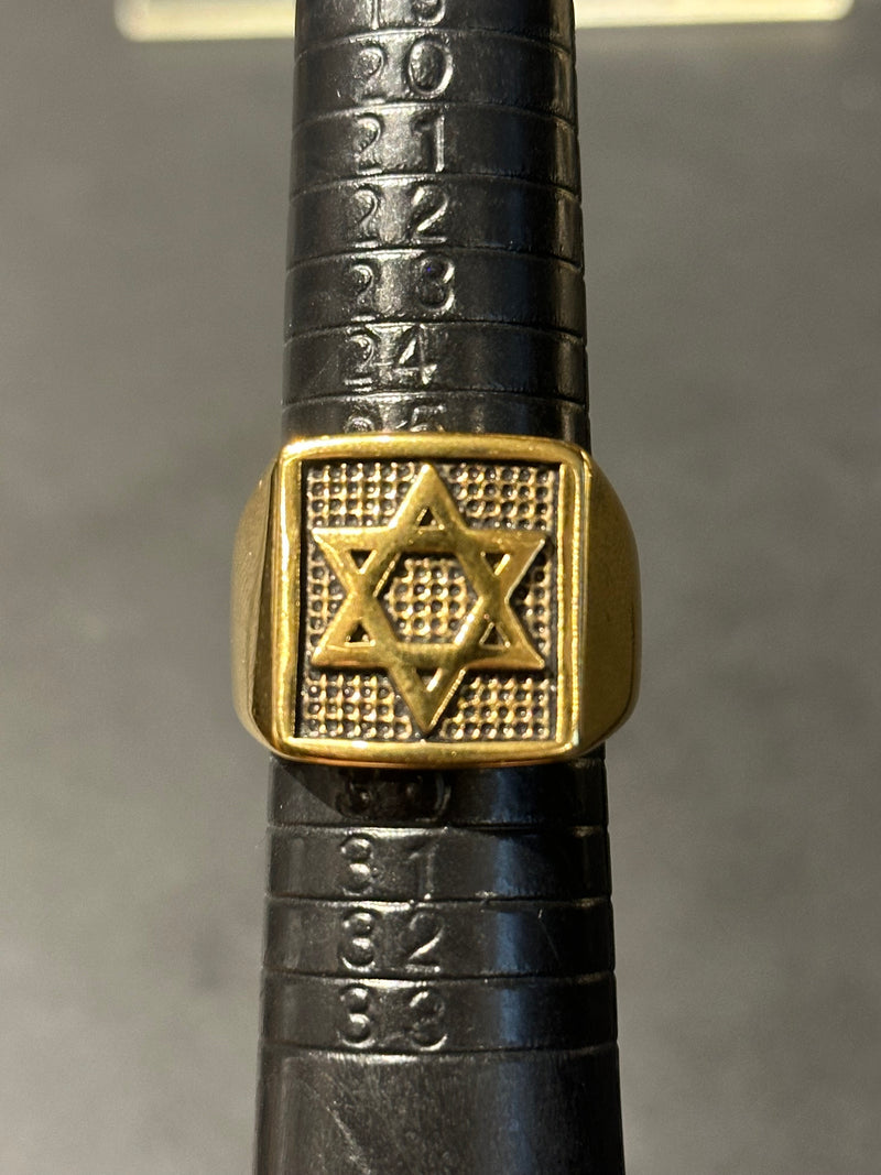 Anel Aço Inoxidável Dourado Estrela de Davi 30 CM - Pronta Entrega
