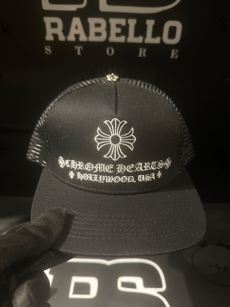 Boné Trucker Aba Reta Chrome Hearts Black - Pronta Entrega