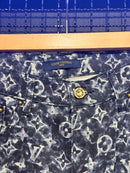 Calça Jeans Louis Vuitton Monogram Blue White  - Pronta Entrega