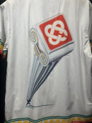 Conjunto Casablanca Seda Padronagem Monogramada Red Ring - Pronta Entrega