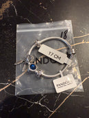 Bracelete Pandora Prata Charm com Berloques Azul e Fecho Prata - Pronta Entrega