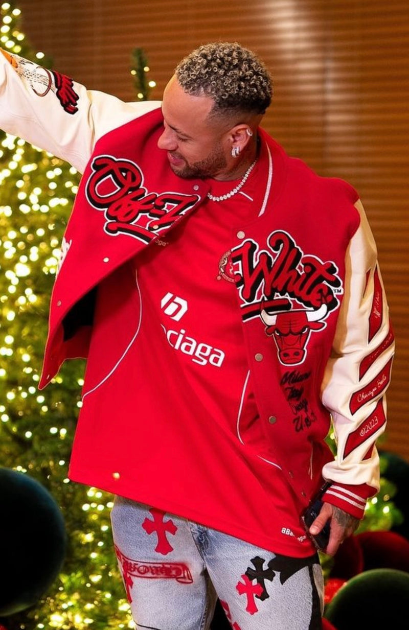 Jaqueta Off-White Varsity Chicago Bulls Red - Encomenda