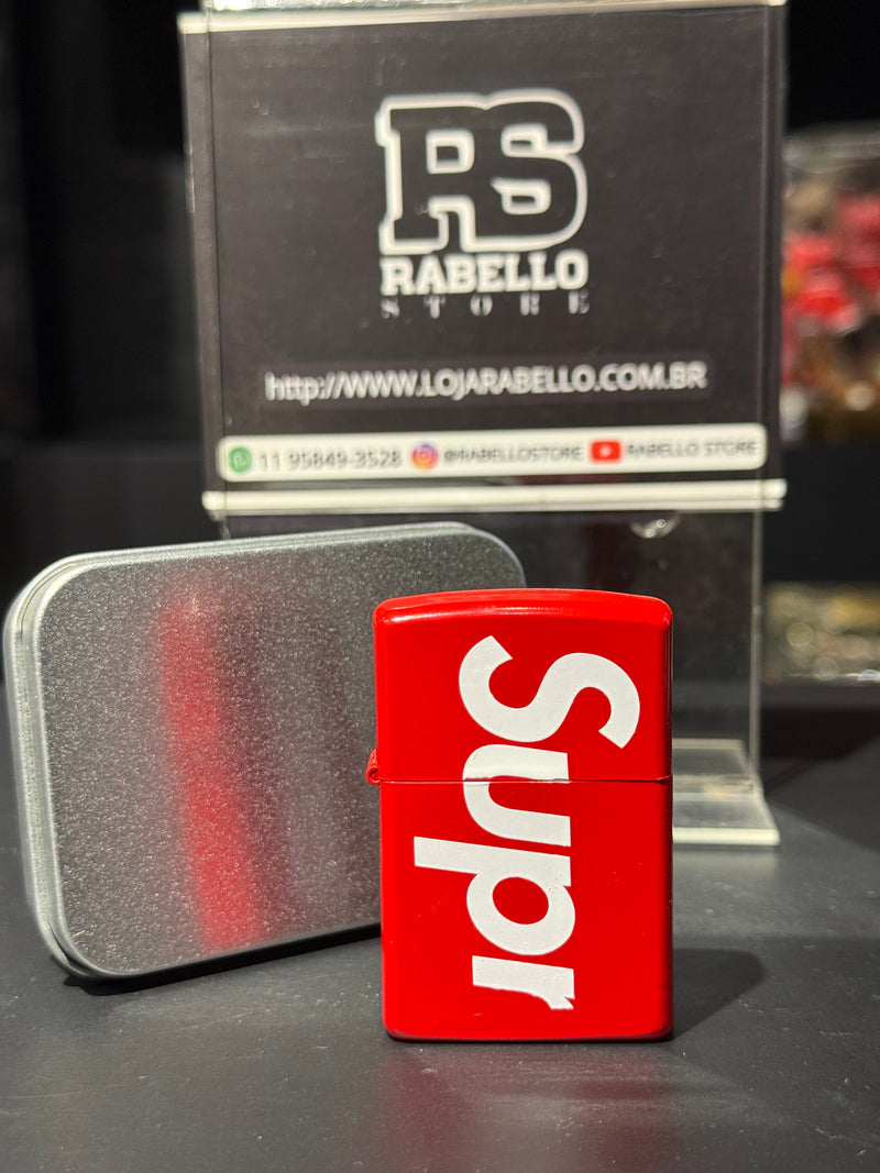 Supreme Isqueiro Zippo Logo Red Vermelho - Pronta Entrega