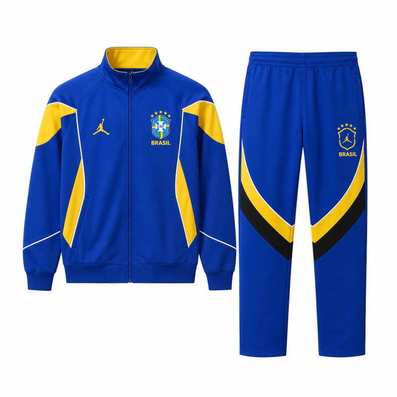 Conjunto Tracksuit Jordan Brasil Azul Amarelo 2026/27 - Pronta Entrega