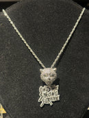 Corrente Slim Pingente Leopard “Only The Strong Survive” Prata 60 CM - Pronta Entrega