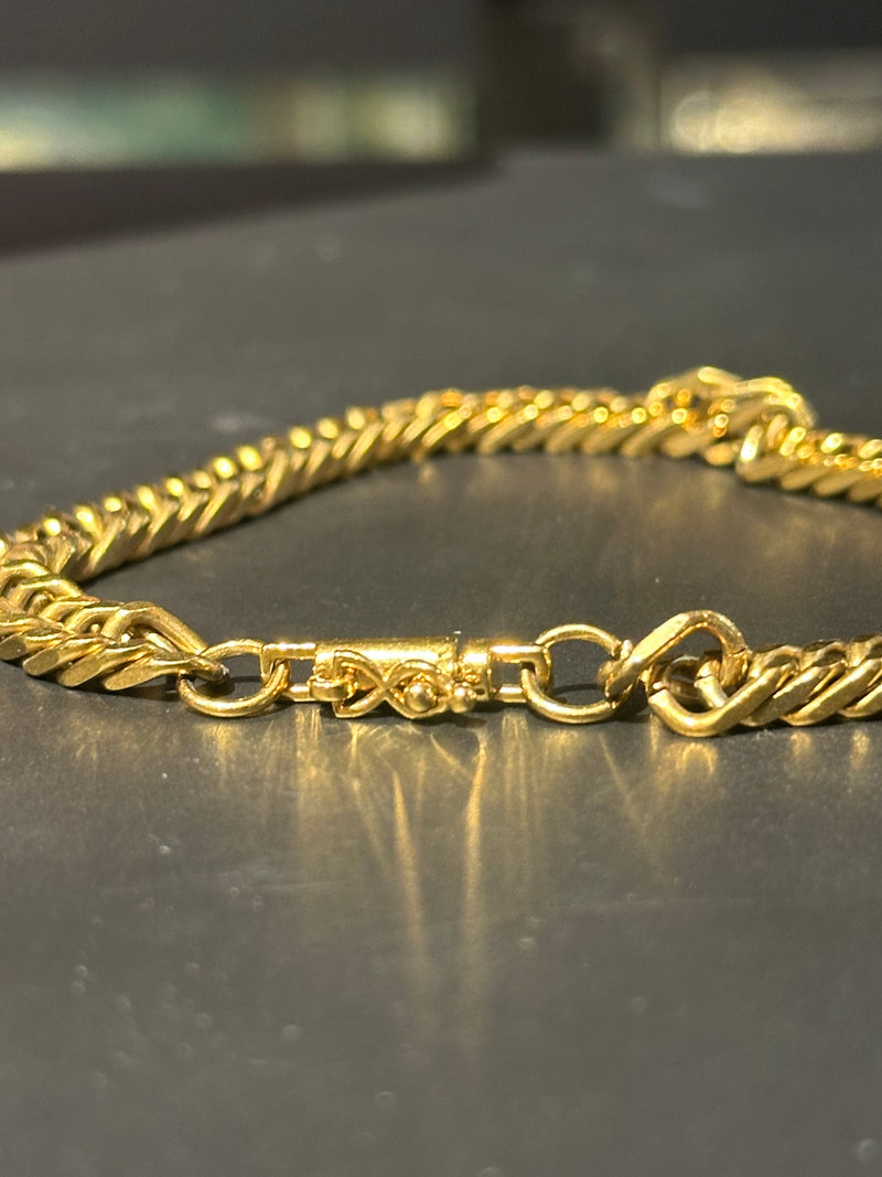 Pulseira Groumet Prata Fecho Trava 20 CM - Pronta Entrega