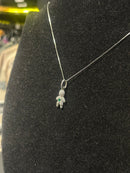 Corrente Feminina Prata Pingente Kid Green Stone Em Zicornia Cúbica 45 CM - Pronta Entrega