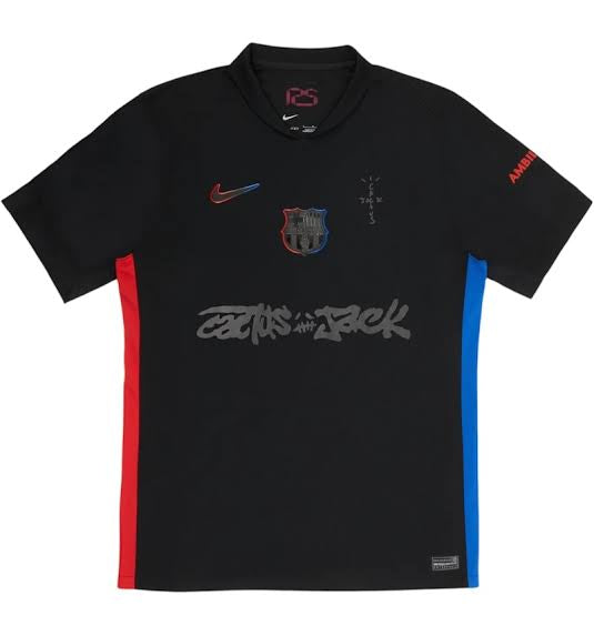 Camisa Barcelona x Travis Scott Away 2024/25 Preta Masculina - Encomenda