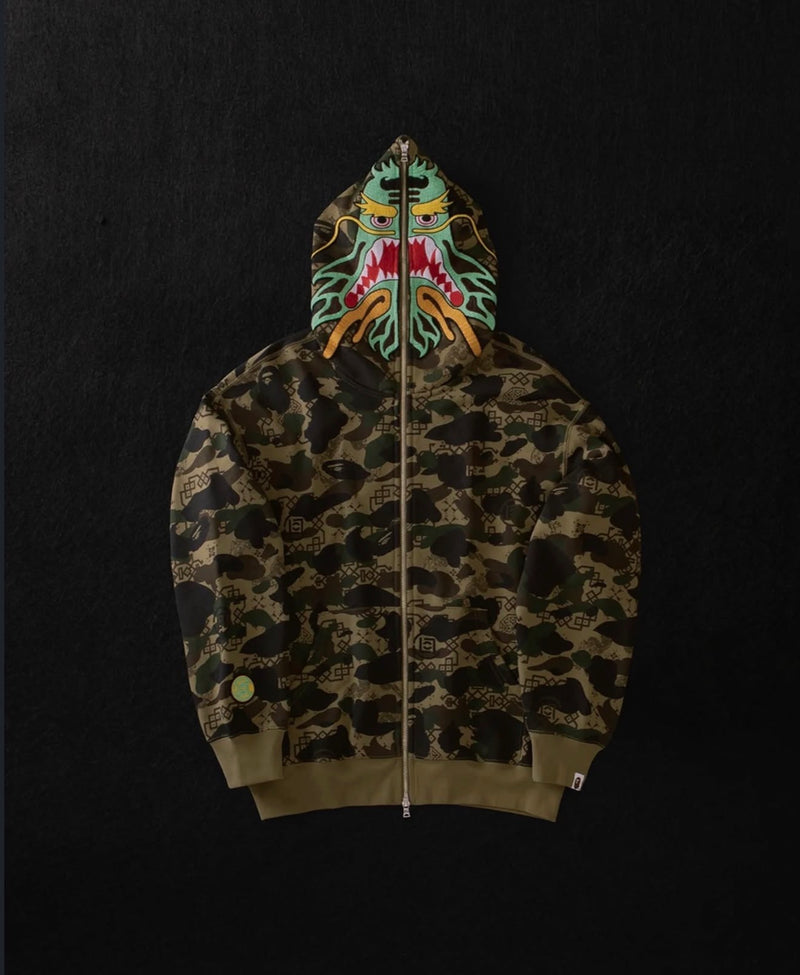 Jaqueta Bape X Clot Shark Camo Relaxed Full Zip - Pronta Entrega
