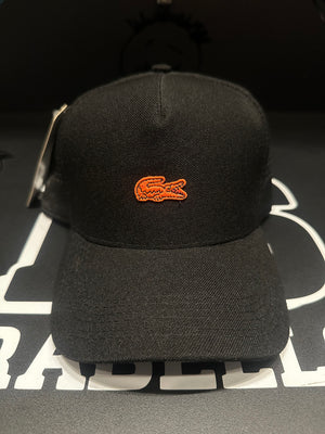 Boné Aba Curva Lacoste Preto Small Croc Orange - Pronta Entrega