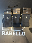 Pack 3 Pares Meia Air Jordan Logo Cano Alto Preto Listrado - Pronta Entrega