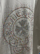 Camiseta Chrome Hearts Branca Logo Multicolor Brilhante - Pronta Entregar