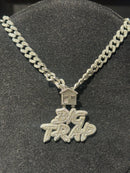 Corrente Cravejada Pingente “Big Trap” Em Zicornia Cubica Prata 45 CM - Pronta Entrega