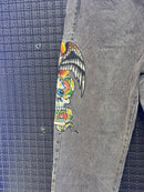 Calça Ed Hardy Jeans Destonado Bordado Caveira Águia Logo Traseiro - Pronta Entrega