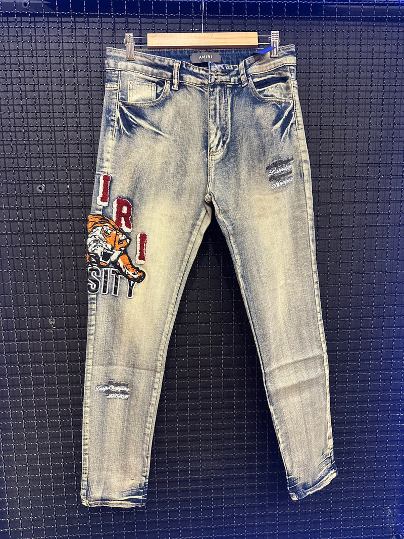 Calça Jeans Amiri Tiger Varsity - Pronta Entrega