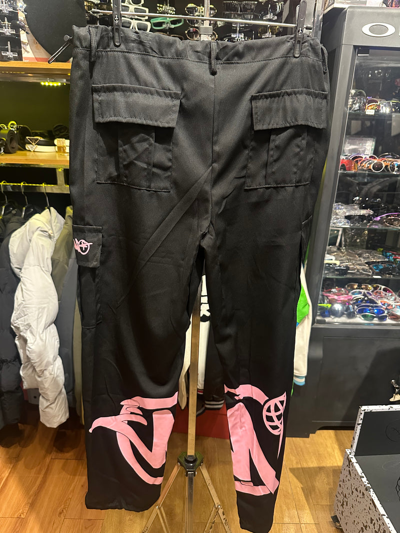 Calça Sarja Minus Two Preto Logo Rosa - Pronta Entrega