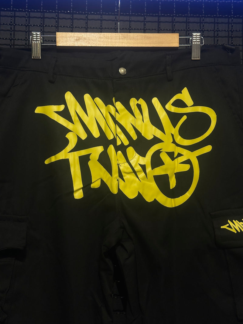 Calça Sarja Minus Two Preta Logo Amarelo - Pronta Entrega