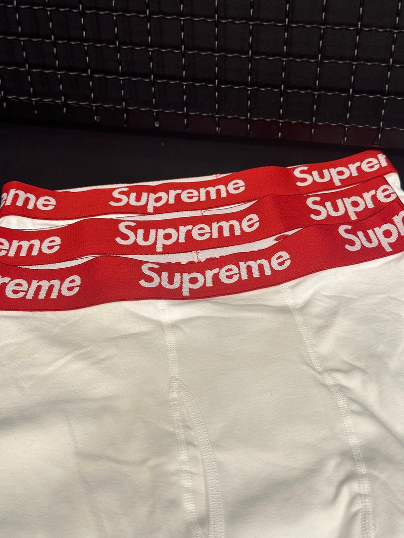 Supreme Hanes Cueca Boxer Briefs 3 Pack White - Pronta Entrega