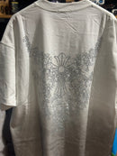 Camiseta Chrome Hearts Branca/Cinza Logo Brilhante - Pronta Entregar