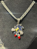Corrente Cravejada Pingente Sonic Em Zicornia Cubica Prata - Pronta Entrega