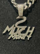 Corrente Cravejada Pingente “2 Much Money” Em Zicornia Cubica Prata 45 CM - Pronta Entrega