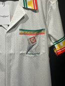 Conjunto Casablanca Seda Padronagem Monogramada Red Ring - Pronta Entrega