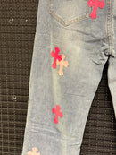 Calça Jeans Chrome Hearts Cruz Pink - Pronta Entrega