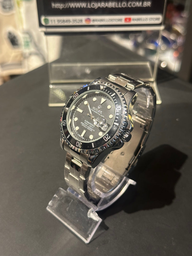 Relógio Rolex Datejust Silver Fundo Preto - Pronta Entrega