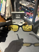 Óculos Off-White Retangular Preto Recortado Lente Amarela  - Pronta Entrega