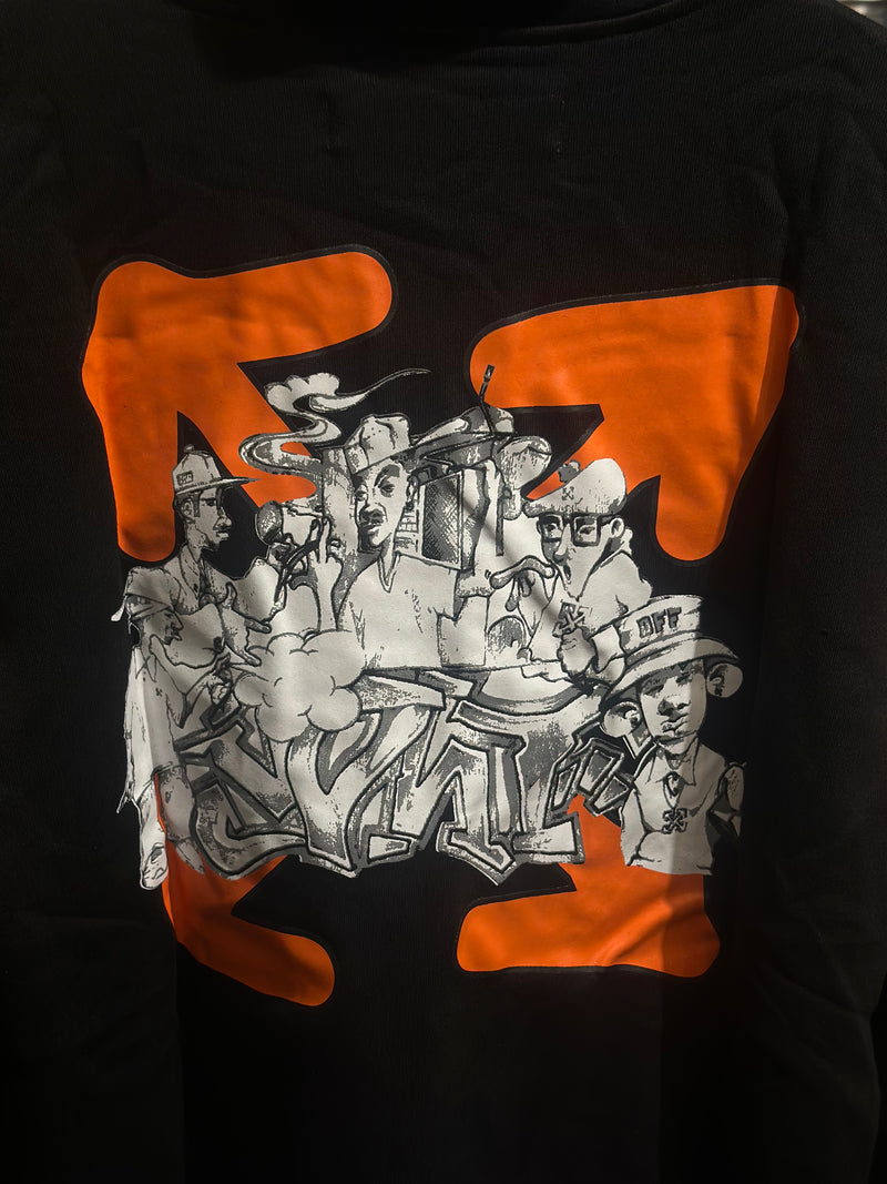 Moletom Com Gorro Off-White Black/Orange - Pronta Entrega