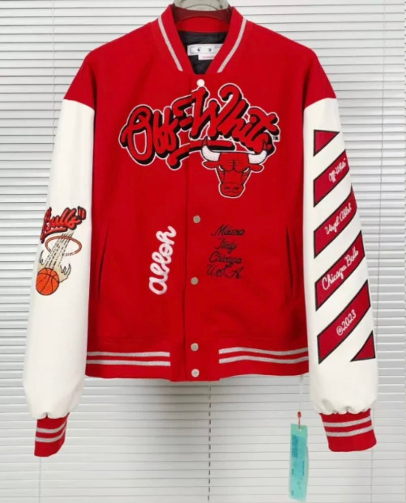 Jaqueta Off-White Varsity Chicago Bulls Red - Encomenda