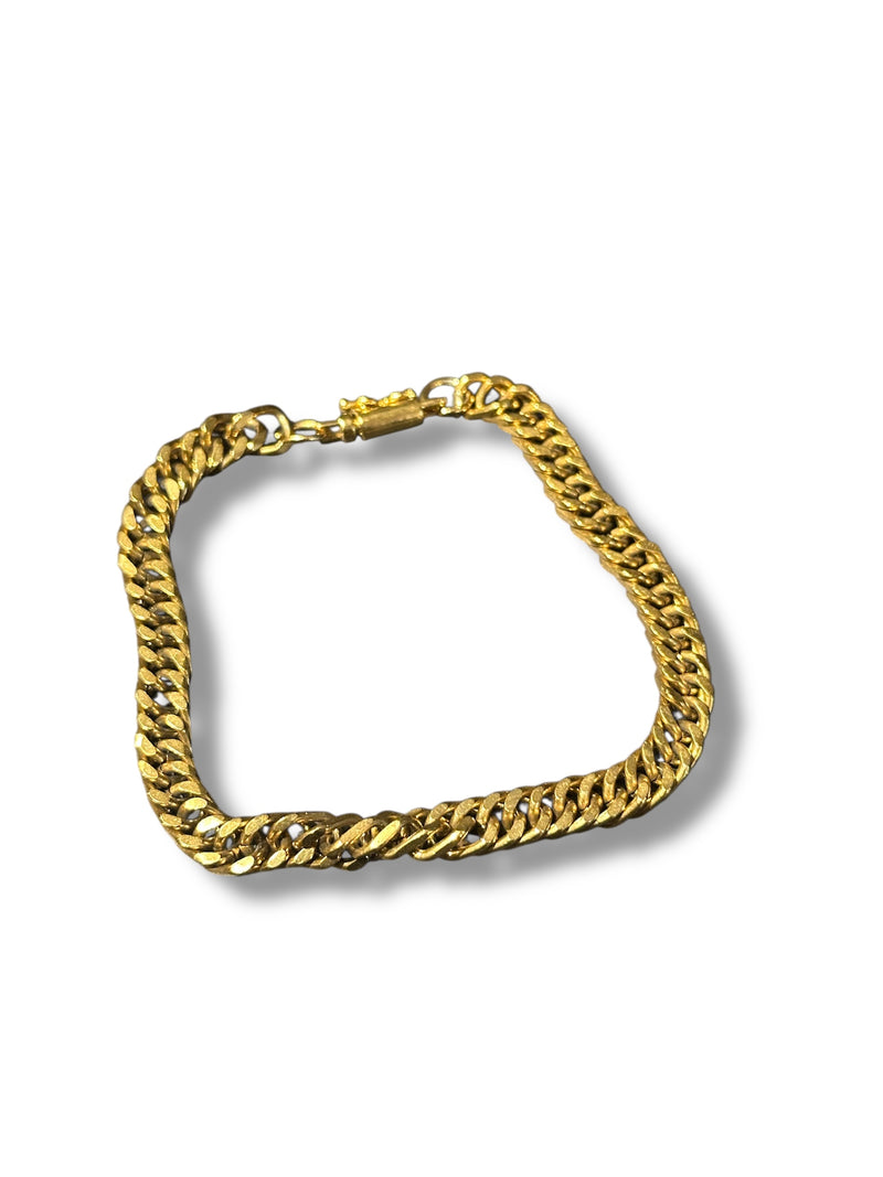 Pulseira Groumet Prata Fecho Trava 20 CM - Pronta Entrega