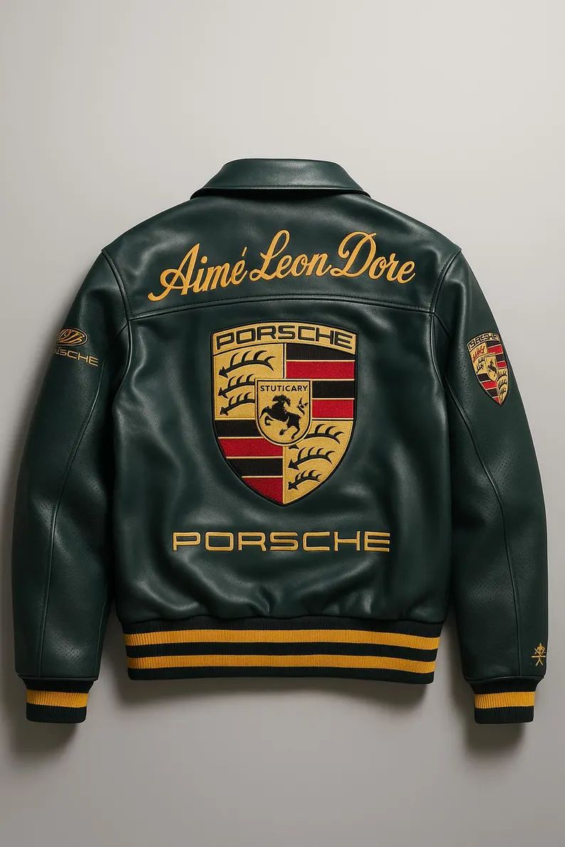 Jaqueta Porsche Aime Varsity Leather Jacket | Premium Motorsport Edition - Encomenda