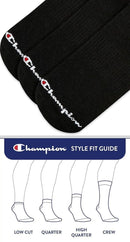 Meias Champion Pack 5 Uni Cano Alto Preto - Pronta entrega