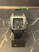 Relógio Cartier Santos Quartzo Silver Fundo Black - Pronta Entrega