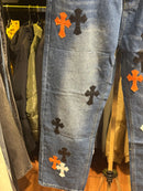 Calça Jeans Chrome Hearts Cruz Black/Orange/White - Pronta Entrega