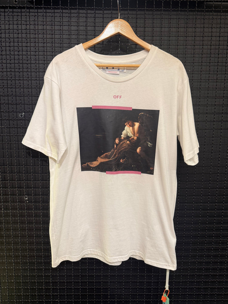 Camiseta OFF-WHITE Arrow Caravaggio St. Fran Skate Slim Tee Roxo/Branca - Pronta Entrega