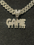 Corrente Cravejada Pingente “Game” Em Zicornia Cubica Prata 45 CM - Pronta Entrega