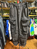 Calça Baggy Utility Cargo Jeans Destonado Preto - Pronta Entrega